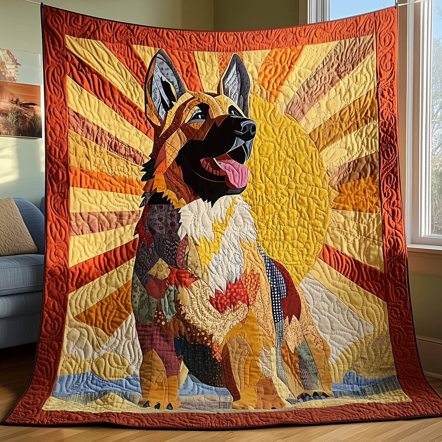 Vibrant German Shepherd Quilted Blanket GFTOTP2638