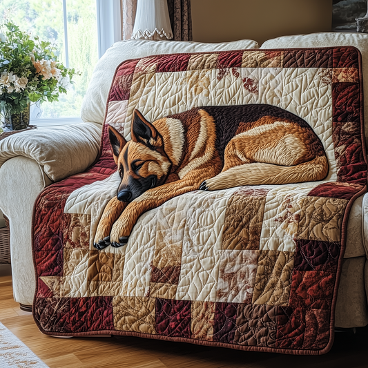 Sleepy German Shepherd Quilted Blanket GFTOTP2644