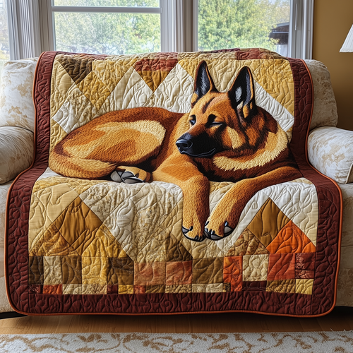 Sleepy German Shepherd Quilted Blanket GFTOTP2647
