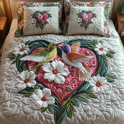 Hummingbird Love 3-Piece Quilted Bedding Set GFTOTP2697