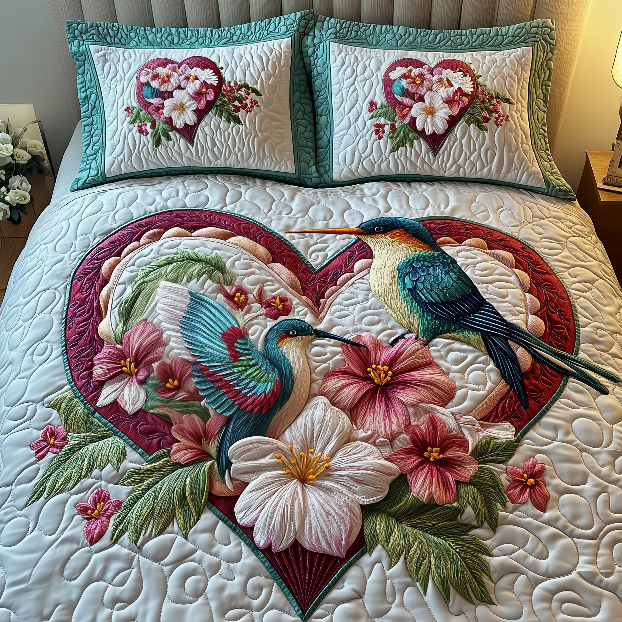 Hummingbird Love 3-Piece Quilted Bedding Set GFTOTP2698 – Willow Quilt