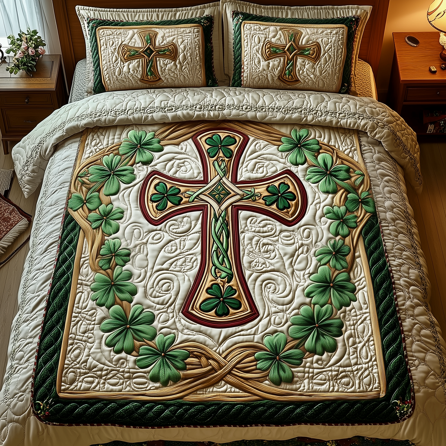 Celtic Cross 3-Piece Quilted Bedding Set GFTOTP2742