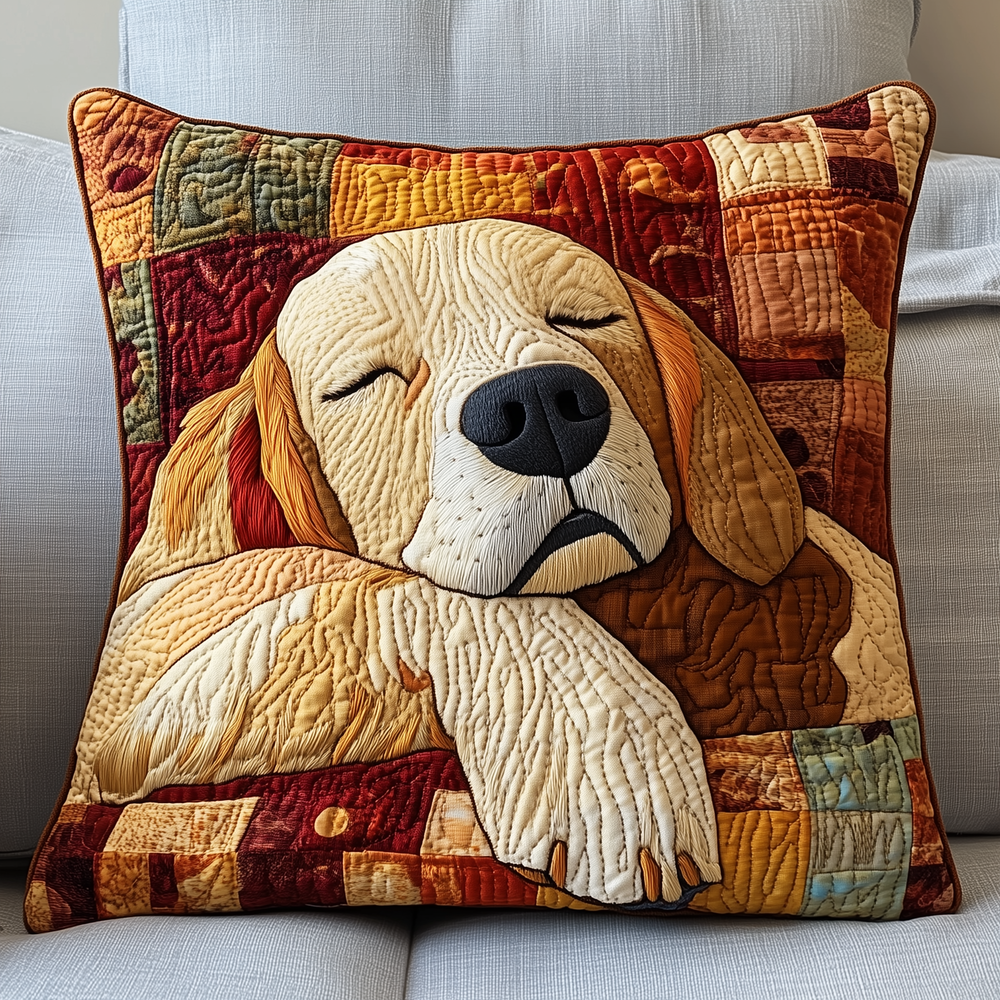 Sleepy Golden Retriever Quilted Pillow Case GFTOTP2803