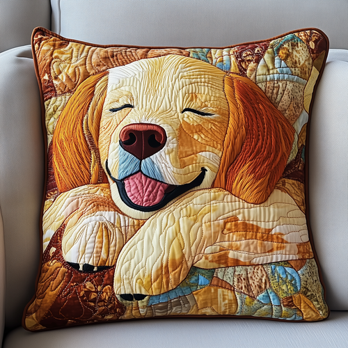 Sleepy Golden Retriever Quilted Pillow Case GFTOTP2808