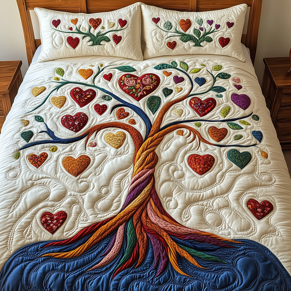 Tree Of Heart 3-Piece Quilted Bedding Set GFTOTP2834
