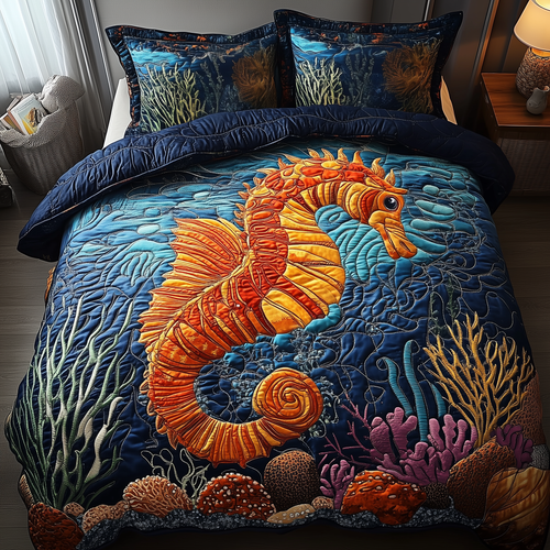Seahorse 3-Piece Quilted Bedding Set GFTOTP2866