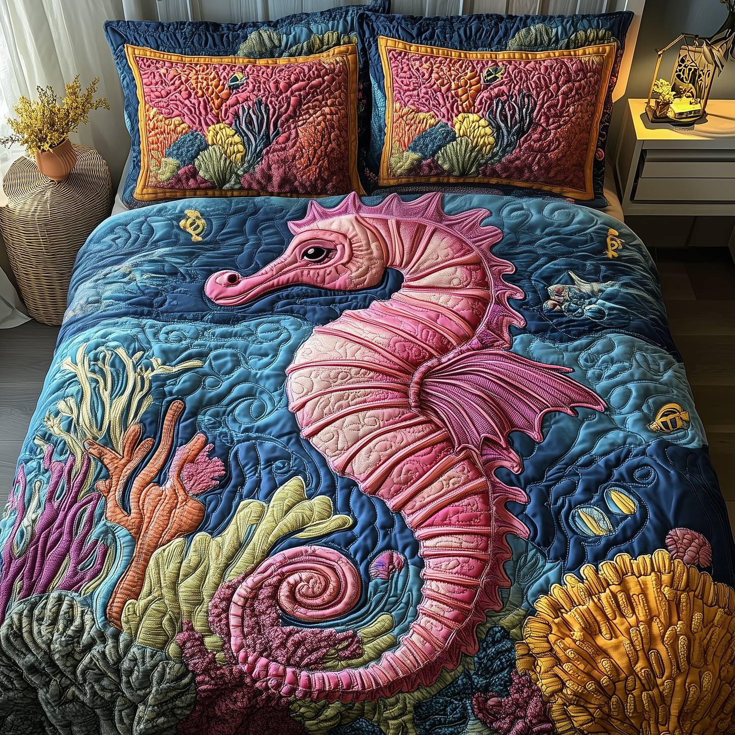 Seahorse 3-Piece Quilted Bedding Set GFTOTP2867
