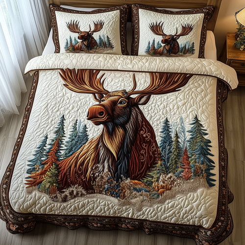 Majestic Moose 3-Piece Quilted Bedding Set GFTOTP2928