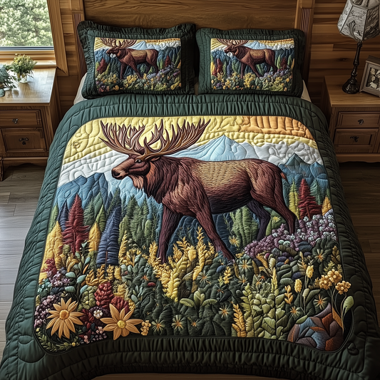 Enchanted Woodland Moose 3-Piece Quilted Bedding Set GFTOTP2931