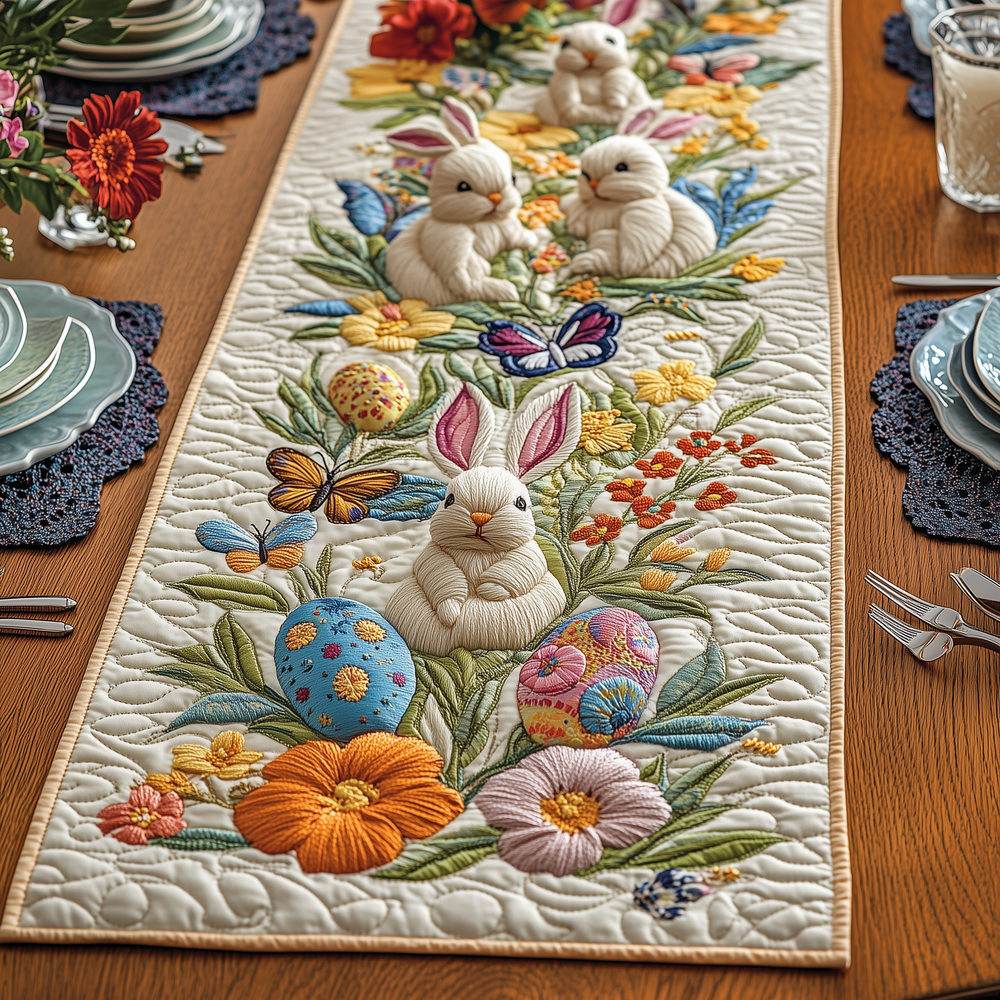 Easter Day Bunny Charm Quilted Table Runner GFTOTP2973