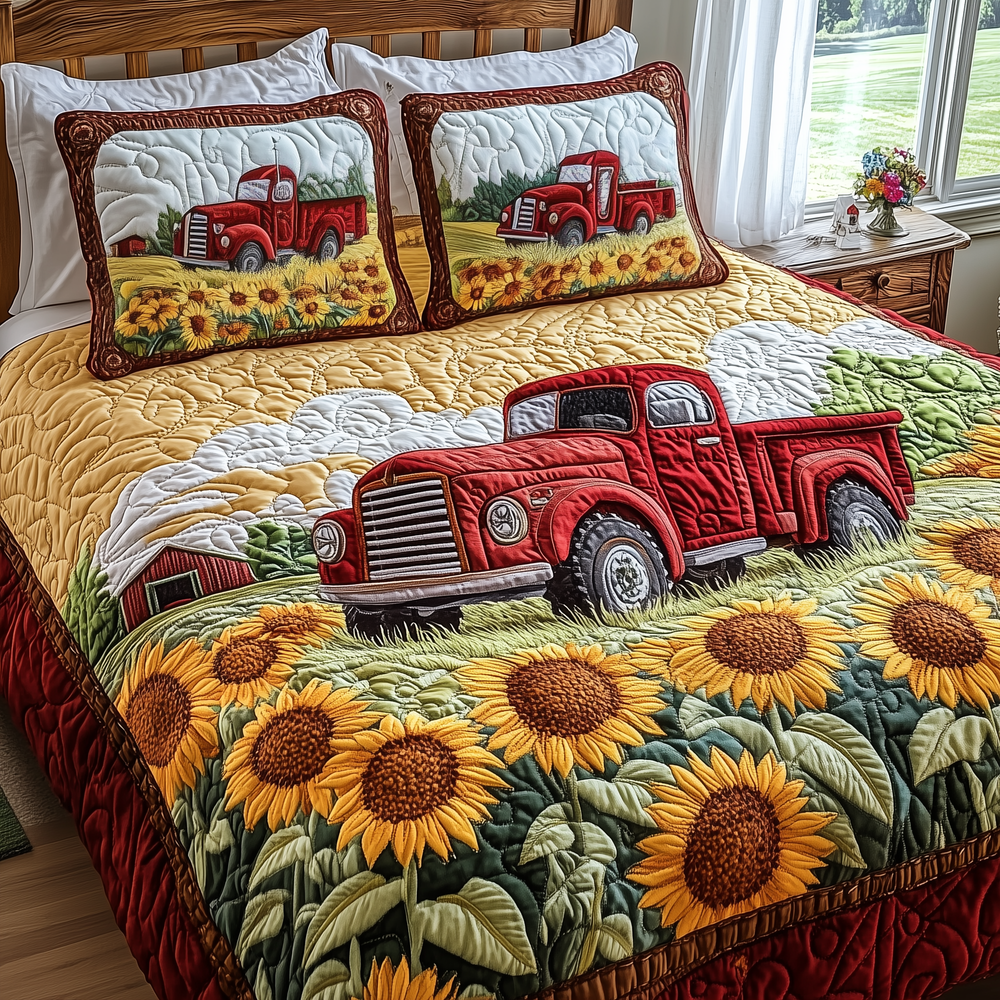 Vintage Truck 3-Piece Quilted Bedding Set GFTOTP3016