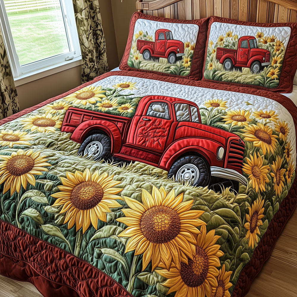 Vintage Truck 3-Piece Quilted Bedding Set GFTOTP3017