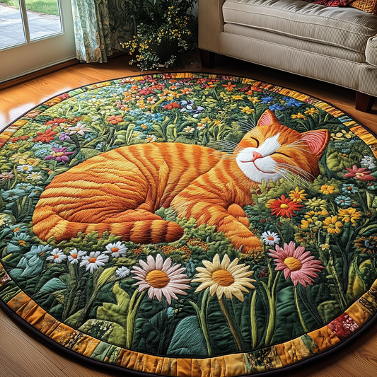 Sleepy Cat Quilted Round Mat GFTOTP3029