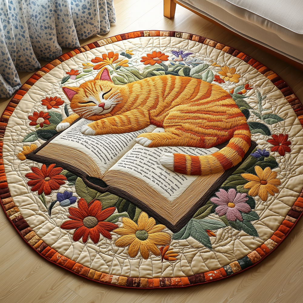 Sleepy Cat Quilted Round Mat GFTOTP3032