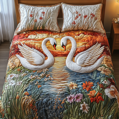 Swan Embrace 3-Piece Quilted Bedding Set GFTOTP3057