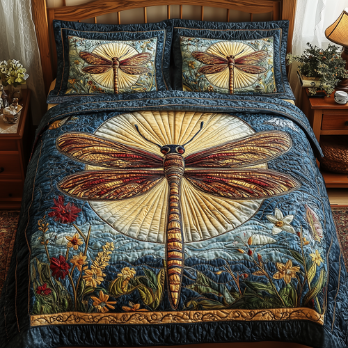 Sunshine Dragonfly 3-Piece Quilted Bedding Set GFTOTP3128