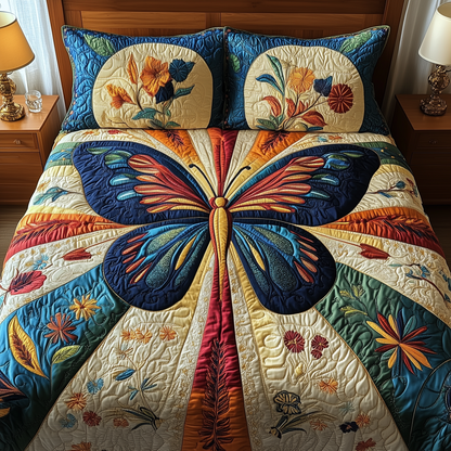 Sunburst Butterfly 3-Piece Quilted Bedding Set GFTOTP3421