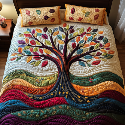 Sunlit Tree of Life 3-Piece Quilted Bedding Set GFTOTP3448