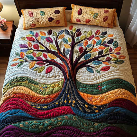 Sunlit Tree of Life 3-Piece Quilted Bedding Set GFTOTP3448