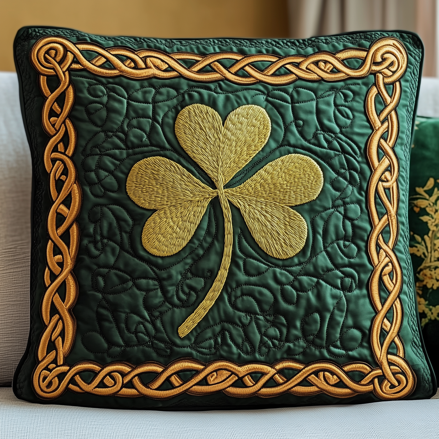 Irish Shamrock Quilted Pillow Case GFTOTP3494
