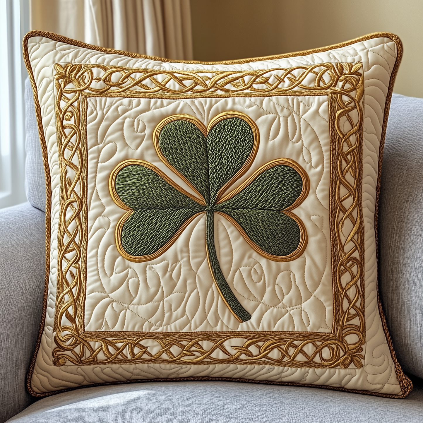 Irish Shamrock Quilted Pillow Case GFTOTP3501