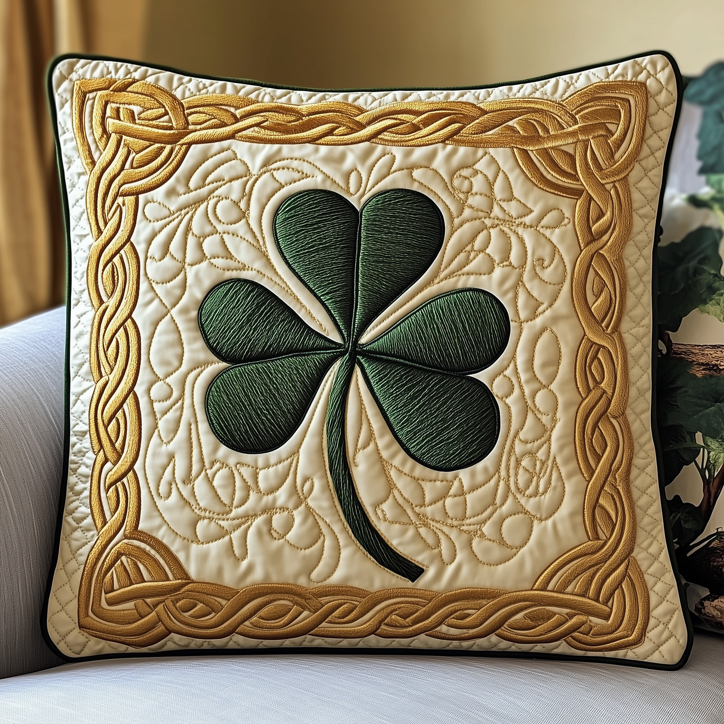 Irish Shamrock Quilted Pillow Case GFTOTP3502