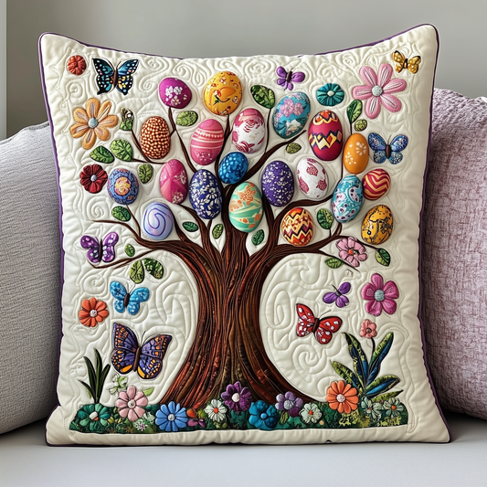 Tree Of Easter Eggs Quilted Pillow Case GFTOTP3506