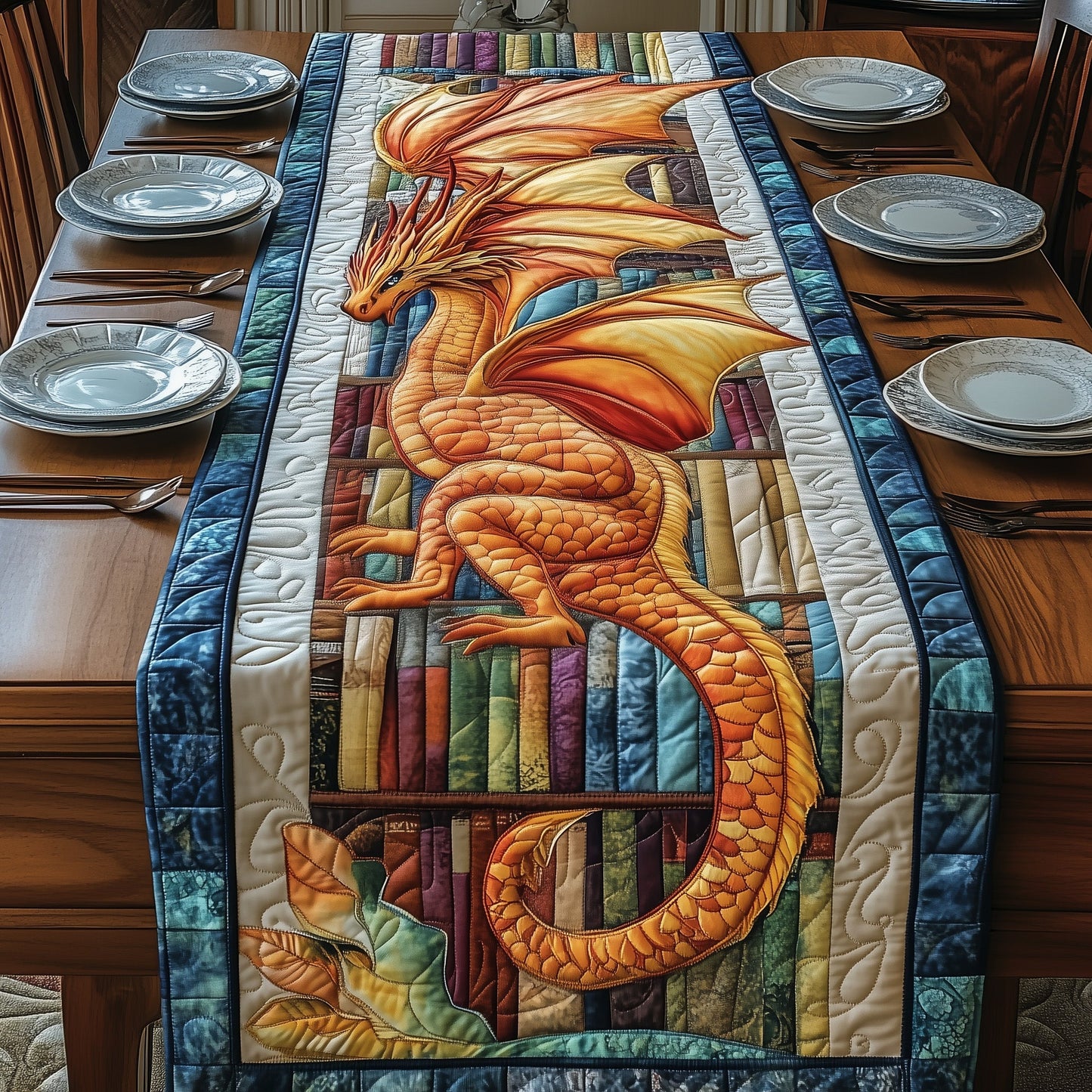 Library Dragon Quilted Table Runner GFTOTP3577