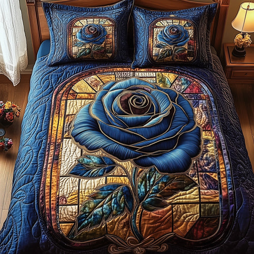 Blue Rose Dreamscape 3-Piece Quilted Bedding Set GFTOTP3681