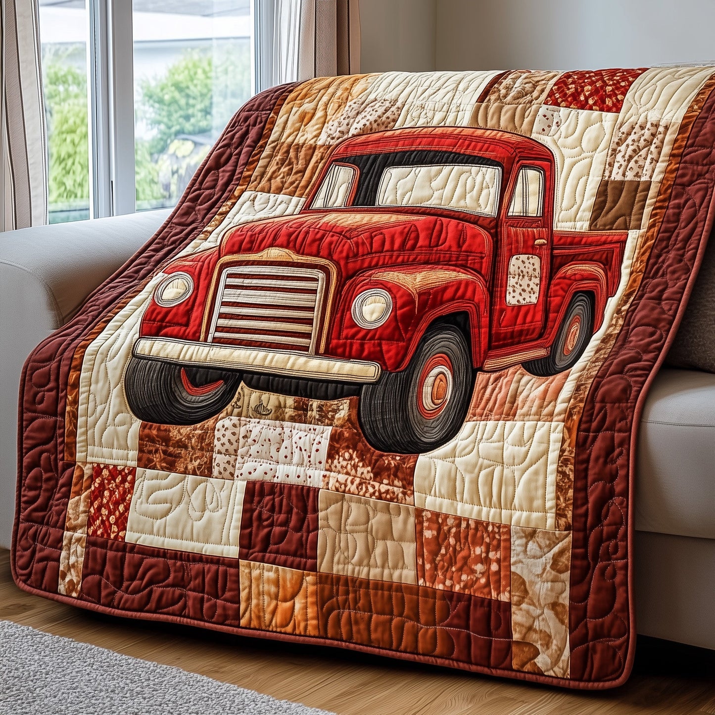 Vintage Red Truck Quilted Blanket GFTOTP3727