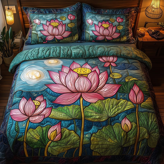 Serene Lotus Elegance 3-Piece Quilted Bedding Set GFTOTP3895