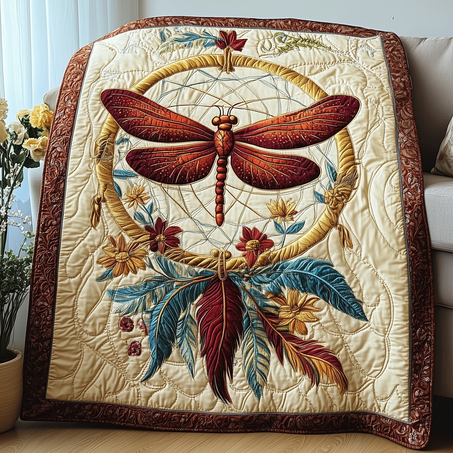Dragonfly Dreamcatcher Quilted Blanket GFTOTP4106