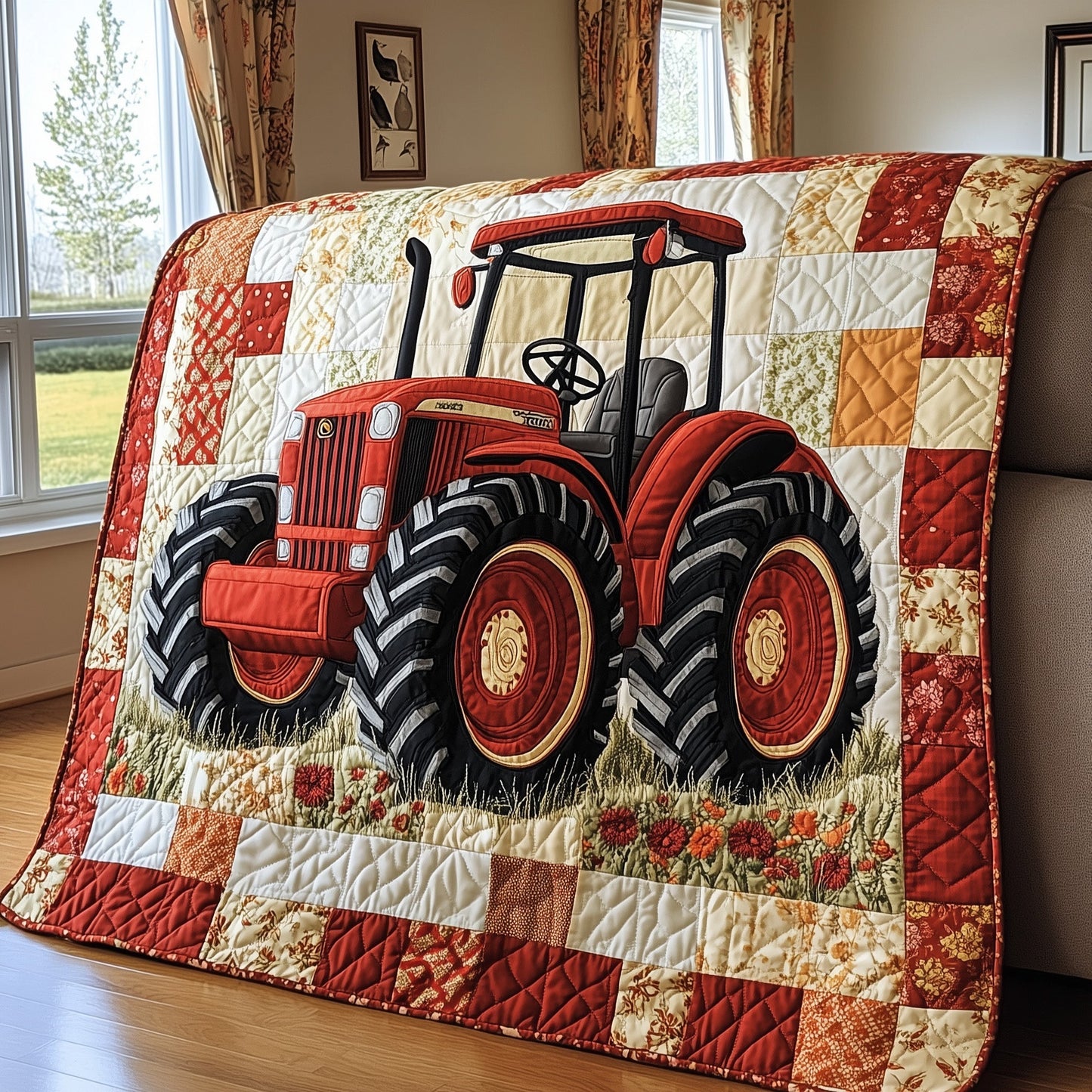 Farmhouse Tractor Quilted Blanket GFTOTP4153