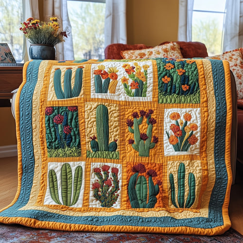 Blooming Cactus Haven Quilted Blanket GFTOTP4167