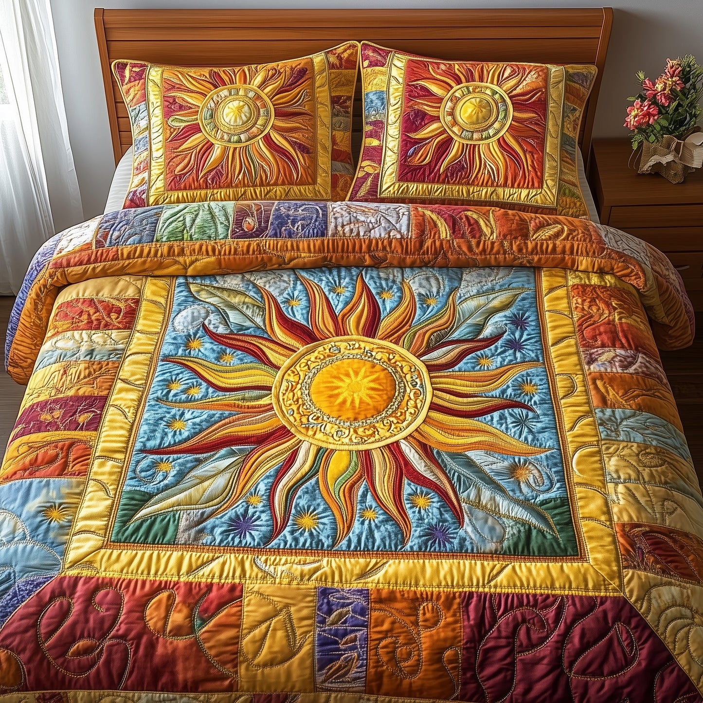 Hippie Sun 3-Piece Quilted Bedding Set GFTOTP4188