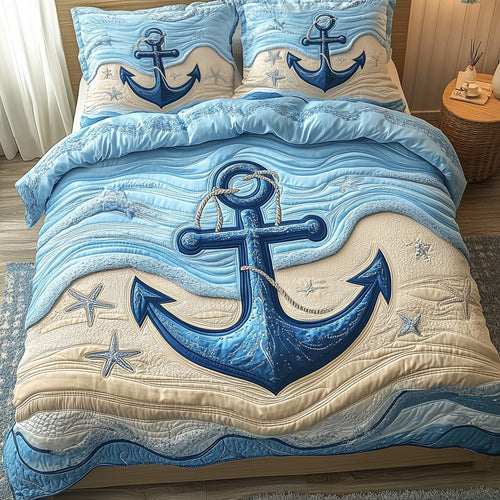 Nautical Anchor 3-Piece Quilted Bedding Set GFTOTP4252