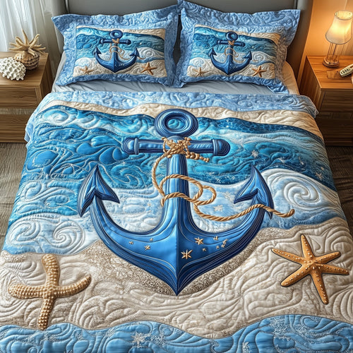 Nautical Anchor 3-Piece Quilted Bedding Set GFTOTP4253
