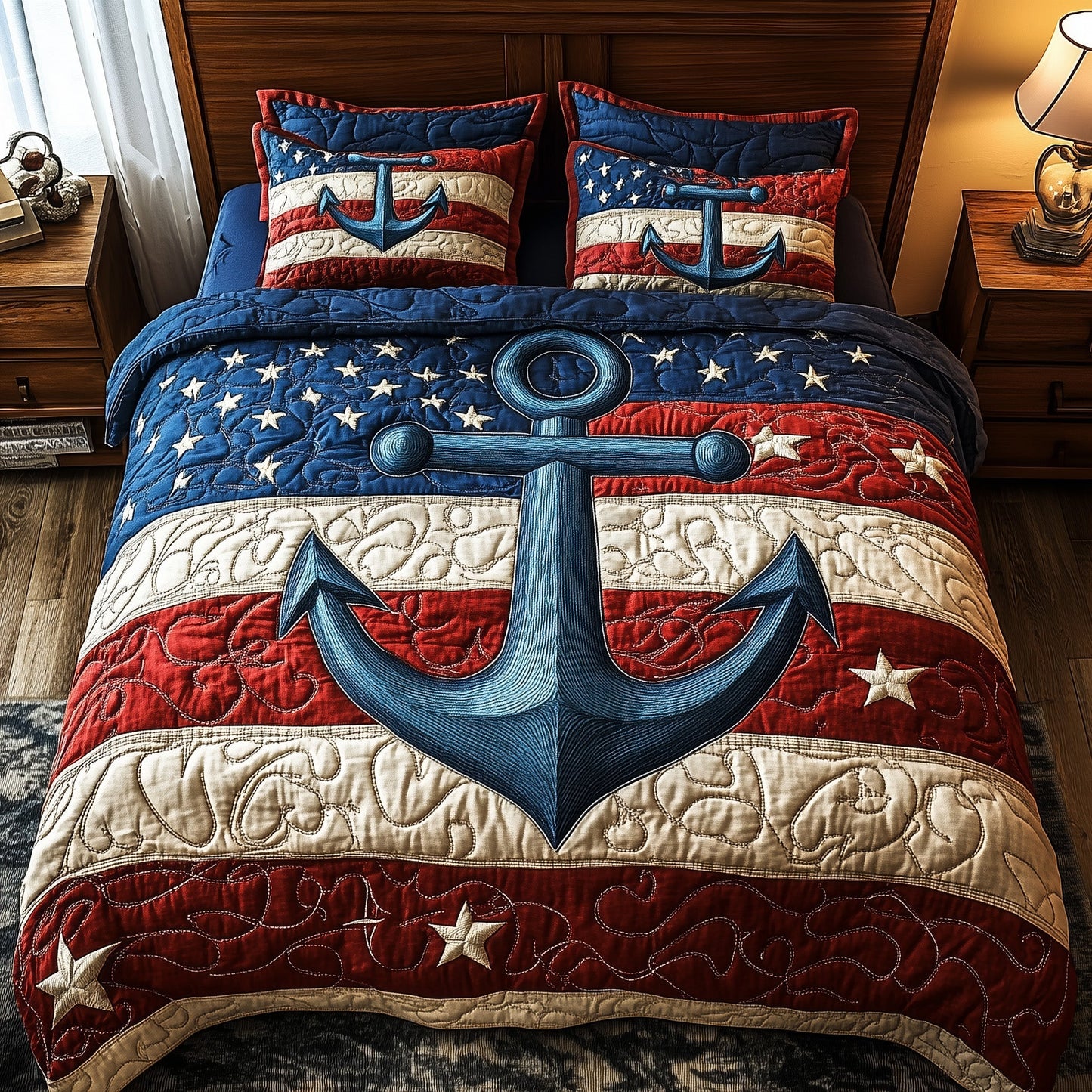 Nautical Anchor 3-Piece Quilted Bedding Set GFTOTP4256