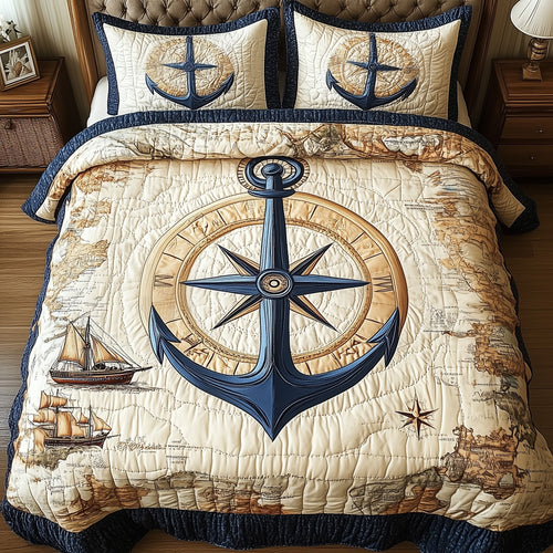 Nautical Anchor 3-Piece Quilted Bedding Set GFTOTP4259