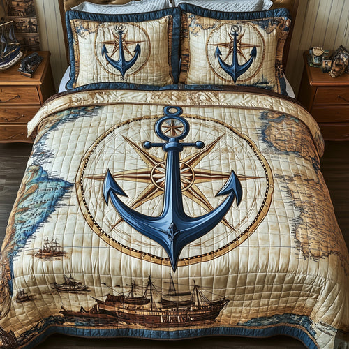 Nautical Anchor 3-Piece Quilted Bedding Set GFTOTP4260