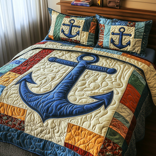 Nautical Anchor 3-Piece Quilted Bedding Set GFTOTP4262