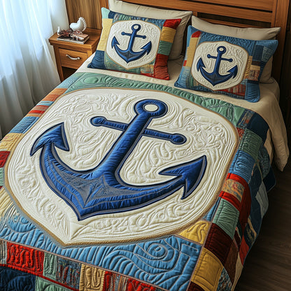 Nautical Anchor 3-Piece Quilted Bedding Set GFTOTP4263