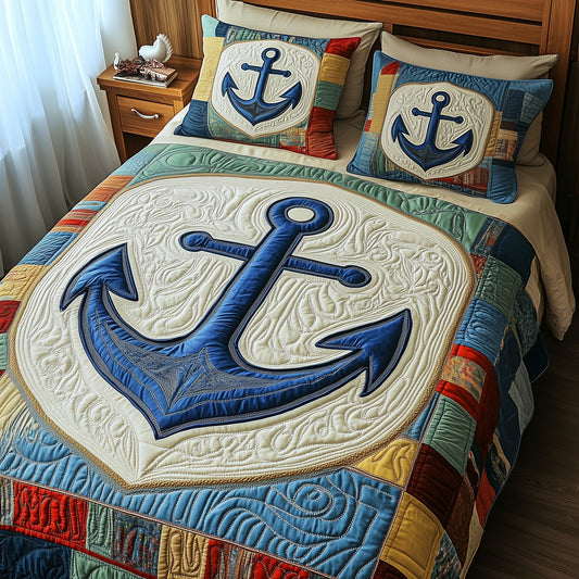 Nautical Anchor 3-Piece Quilted Bedding Set GFTOTP4263
