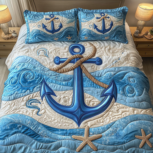 Nautical Anchor 3-Piece Quilted Bedding Set GFTOTP4289