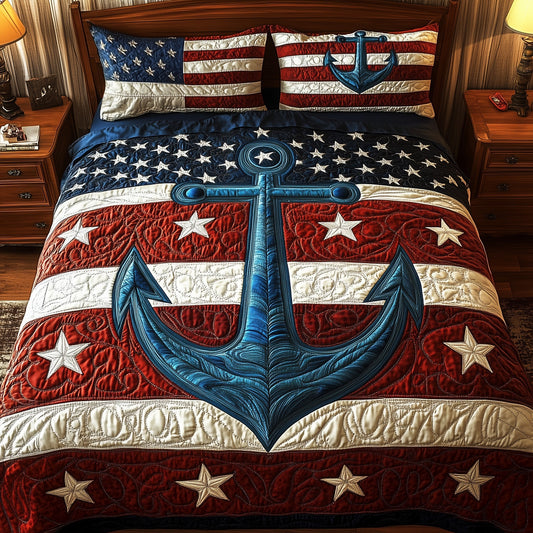 Nautical Anchor 3-Piece Quilted Bedding Set GFTOTP4294