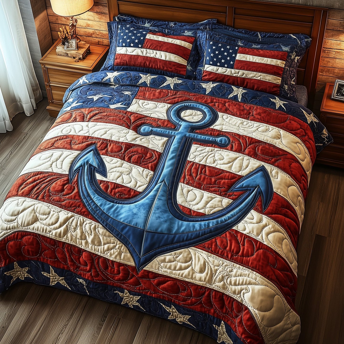 Nautical Anchor 3-Piece Quilted Bedding Set GFTOTP4296