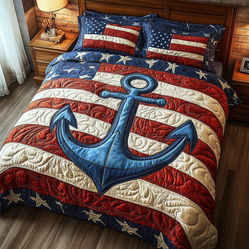 Nautical Anchor 3-Piece Quilted Bedding Set GFTOTP4296