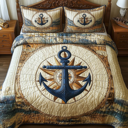 Nautical Anchor 3-Piece Quilted Bedding Set GFTOTP4297