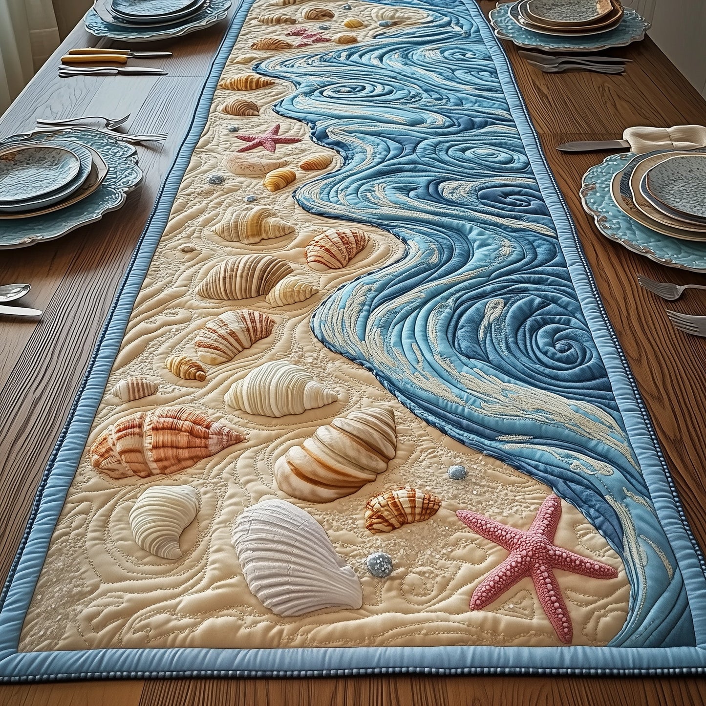 Dreaming Seashore Quilted Table Runner GFTOTP4349