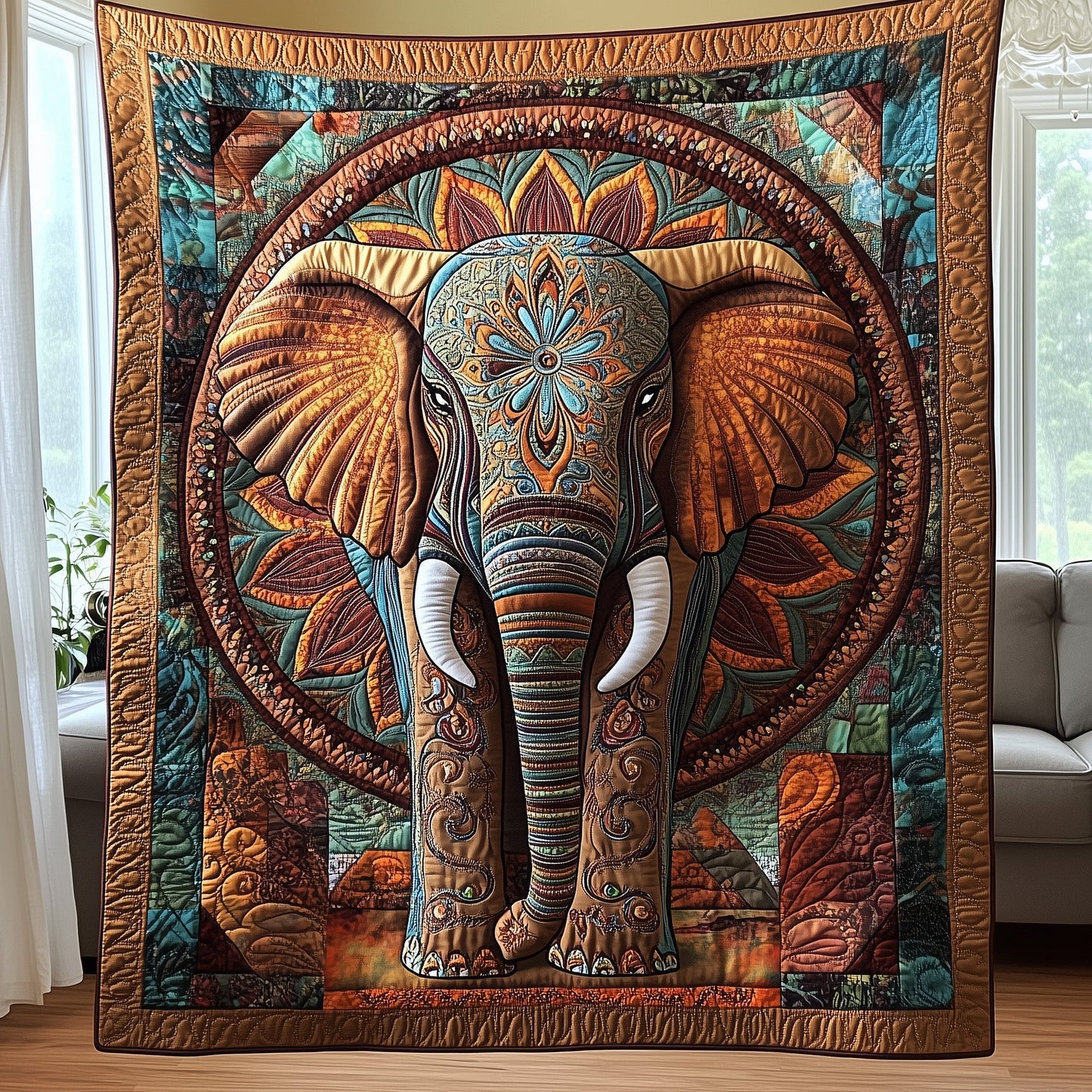 Boho Bliss Elephant Quilted Blanket GFTOTP4384